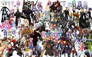 Anime characters group poses different - context art free wallpaper