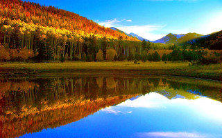 Lake mountain trees autumn sky - the distance free wallpaper for desktop
