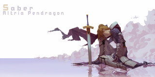 Woman sword rock water dragon - above her free wallpaper