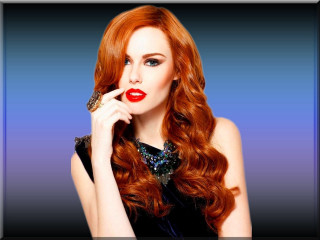 Woman red hair necklace pose - red hair free wallpaper