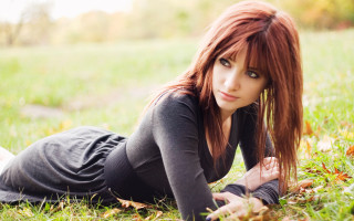 Woman laying grass field hands - evaline ness free wallpaper