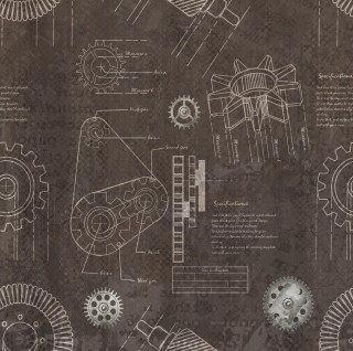 Gears drawing brown background black - assemblage free wallpaper