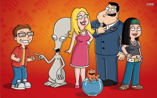 Cartoon family dog cat man - dean roger free wallpaper