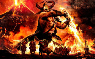 Man sword fire mountain men - other man free wallpaper