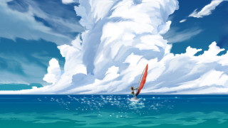 Person riding surfboard water cloudy - a surfboard free wallpaper