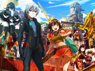 Anime characters cityscape sky background 6 - anime key visual free wallpaper