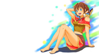 Woman sitting ground legs crossed 3 - anime art free wallpaper
