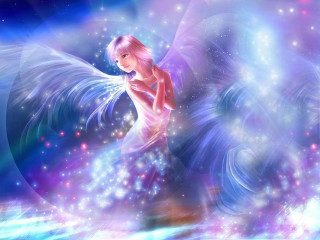Woman wings air stars blue - white star free wallpaper