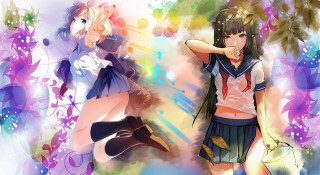 Anime girls long hair short 8 - a purse free wallpaper