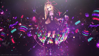 Girl microphone confetti streamers background - holography free wallpaper