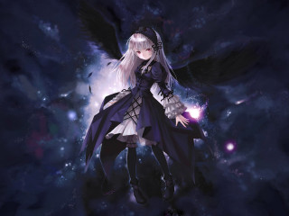 White haired woman purple gothic - white hair free wallpaper