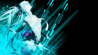 Woman headphones black background blue - headphone free wallpaper