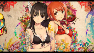Anime girls bikinis artistic background - artistic free wallpaper