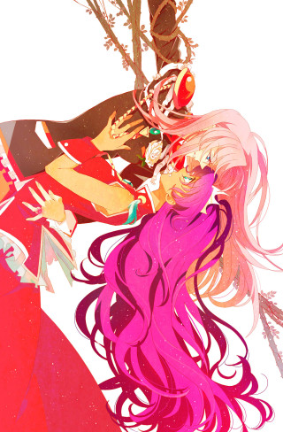 Anime couple hugging flowers hair - lineart free wallpaper