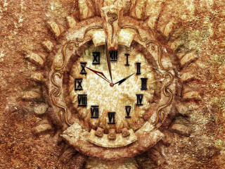 Clock roman numerals wall grungy - steampunk free wallpaper