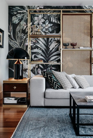 Livingroom couch coffeetable wallpaper plant - modern european ink painting free wallpaper