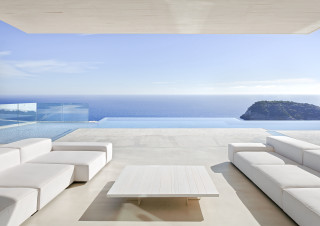 White couch table ocean view - digital free wallpaper for desktop