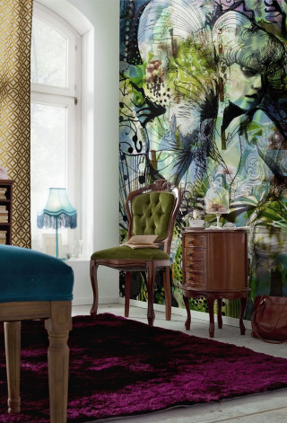 Bedroom large painting corner chair - rich free wallpaper