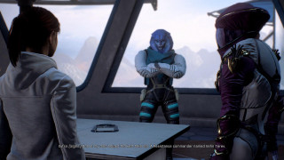 Man woman room window sky - mass effect free wallpaper