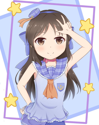 Girl blue dress stars neck - her hand behind her head free wallpaper