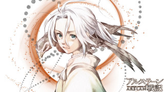 White hair woman bird shoulder - a circular background free wallpaper