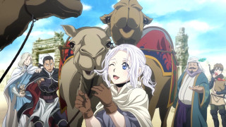 Cartoon group people horse drawn - a white robe free wallpaper