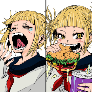 Girl eating hamburger drinking mouth - her mouth open free wallpaper