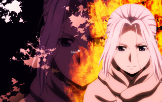 Anime characters fire background white - ufotable free wallpaper for desktop
