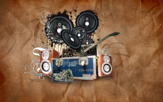 Digital collage speakers laptop music - felipe seade free wallpaper