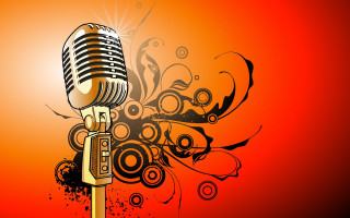 Microphone floral design red background 2 - floral free wallpaper