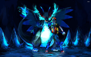 Man dragon forest blue lights - dragon art free wallpaper