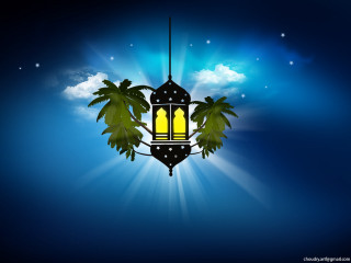 Lantern palm tree blue background - a lantern free wallpaper