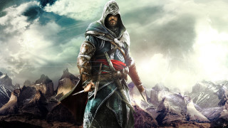 Man hooded outfit sword mountain - game art free wallpaper