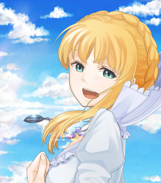 Blonde girl white shirt blue - a blue sky background free wallpaper