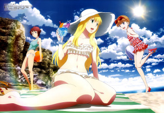Beach women sunny day sky - top of a beach next free wallpaper