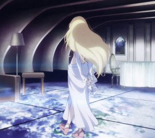 Woman white dress walking blue - ufotable free wallpaper