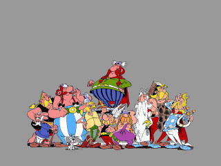 Cartoon characters standing line gray - a line free wallpaper
