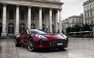 Red sports car building columns 2 - luxury free wallpaper