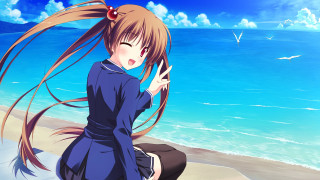 Beach ocean woman blue dress - the ocean free wallpaper