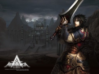 Woman fantasy sword shield castle - a castle in the background free wallpaper
