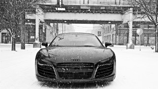 Car parked snow bridge building - dom qwek free wallpaper