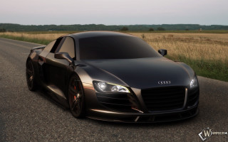 Black car driving evening road - grassy free wallpaper