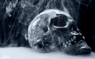 Smoke skull black white background 4 - mouth free wallpaper
