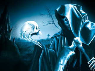 Skeleton knife graveyard full moon - death free wallpaper