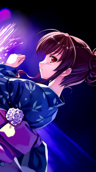 Woman kimono purple object light - anime art free wallpaper