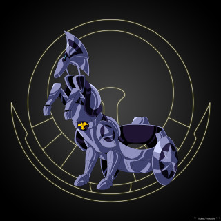 Robot dog yellow star black - its mouth free wallpaper