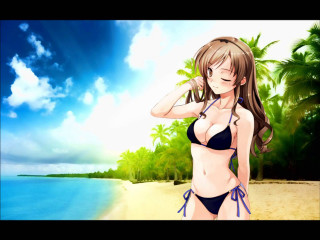 Woman bikini beach ocean palm - palm tree free wallpaper