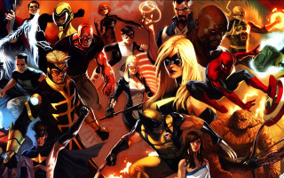 Superheroes group fire flames background - a group together free wallpaper
