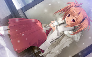 Girl pink hair coffee window - aguri uchida free wallpaper