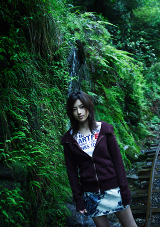 Woman forest waterfall traintrack hoodie - still free wallpaper